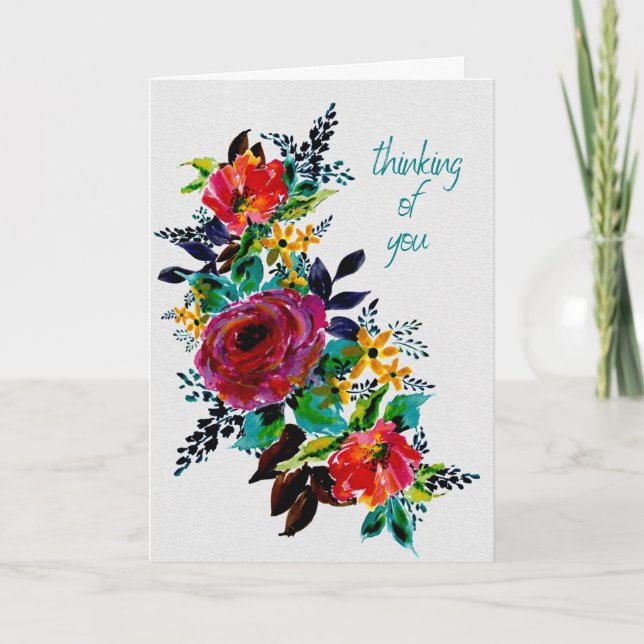Carte florale lumineuse et picturale - Pensées pou (Devant)