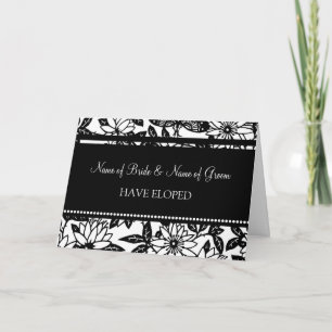 Carte florale noire et blanche de faire-part de