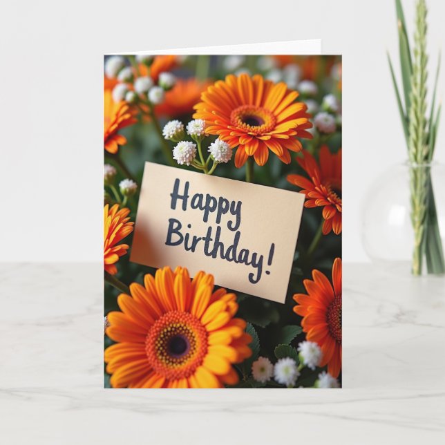Carte florale orange joyeuse (Devant)