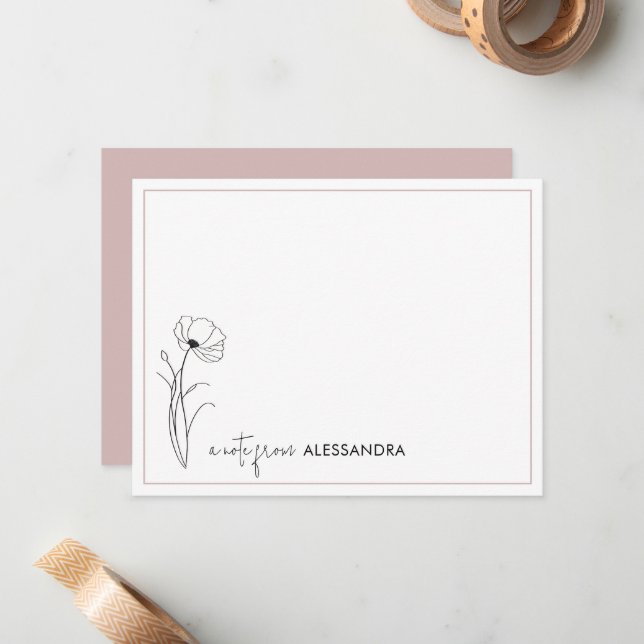 Carte florale personnalisée à main (Devant/Arrière en situation)