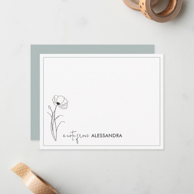 Carte florale personnalisée à main (Devant/Arrière en situation)