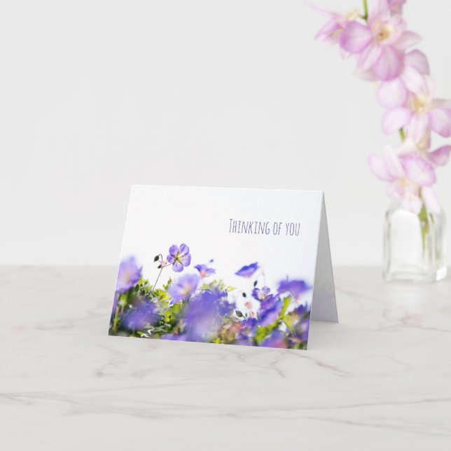Carte florale pliée "Pensées pour toi" (Orchidée)
