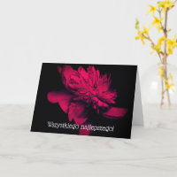 Carte Florale Polonaise Anniversaire Dahlia Rouge