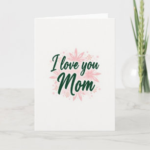Carte florale verte 'Je t'aime maman'