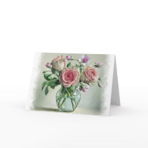Carte florale Vintage Shabby Chic Rose Rose