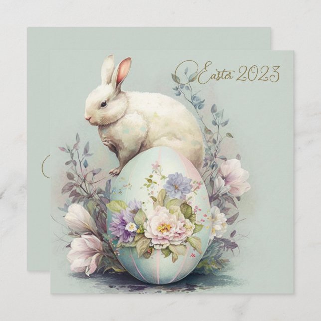 Carte Flore de lapin de Pâques (Devant / Derrière)