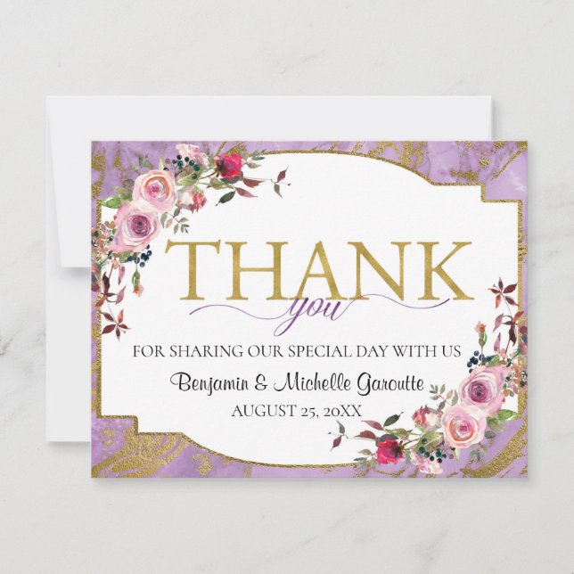 Carte Flore de marbre doré de lavande (Devant)