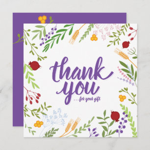 Carte Flore de printemps Whimsical Merci Script