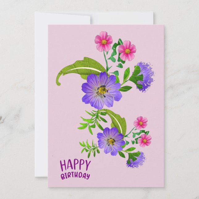 Carte Flore de voeux d'anniversaire (Devant)