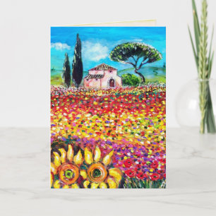 Carte FLORE EN TOUSCANE Coquelicots et Tournesols