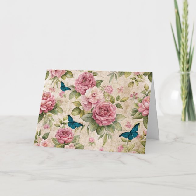 Carte Flore et papillons inspirés Ephemera (Devant)