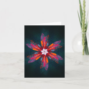 Carte Flore Mandala Flowers Orange Red Blue Abstract