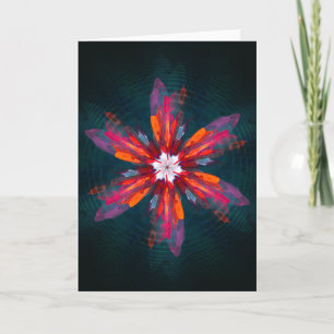 Carte Flore Mandala Flowers Orange Red Blue Abstract