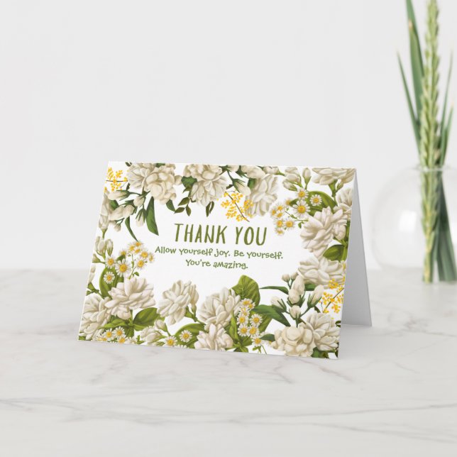 Carte Flore vert beige personnalisée (Devant)