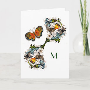 Carte Florentine Renaissance Floral Monogram Note