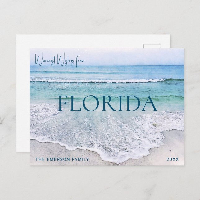 CARTE FLORIDA NOËL | CARTE POSTALE THÈME PLAGE (Devant / Derrière)