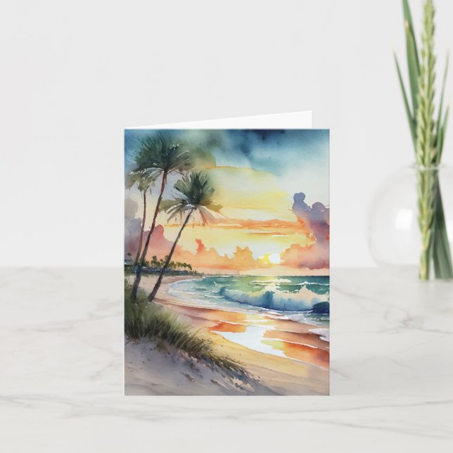 Carte Floride Beach Sunset Aquarelle (Devant)