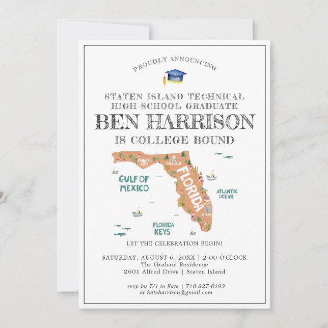 Carte Floride | College Bound Graduation Party (Devant)