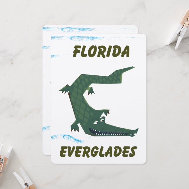 Carte Floride Everglades Alligator vacances art. (Devant/Arrière en situation)