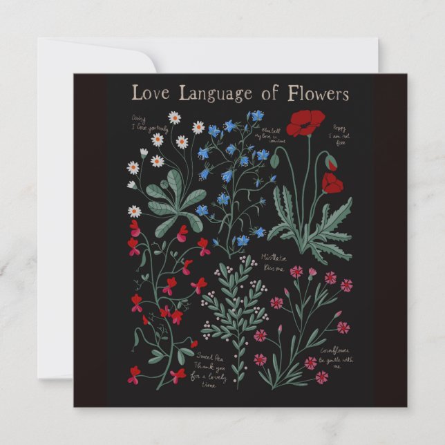Carte Floriographe Amour langue des fleurs botanique (Devant)