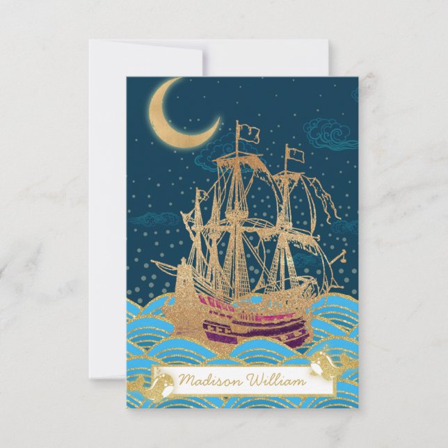 Carte Flotte navale Sous le clair de lune avec de petite (Devant)