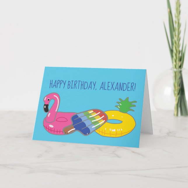 Carte Flotteurs de piscine d'anniversaire d'été (Devant)