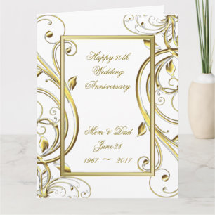 Carte Flourish Gold White 50e anniversaire 8,5x11
