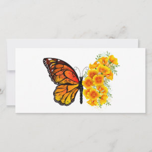 Carte Flower Butterfly with Yellow California Poppy