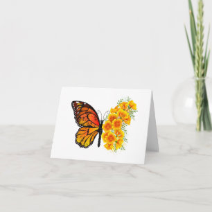 Carte Flower Butterfly with Yellow California Poppy