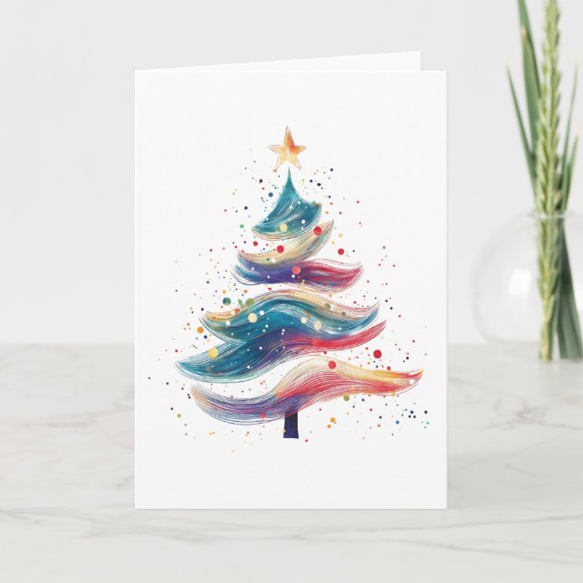 Carte Flower Christmas Tree Abstrait Vacances de la vagu (Devant)
