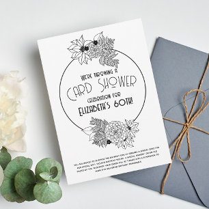 Carte Flower Frame Douche 60e anniversaire Invitat