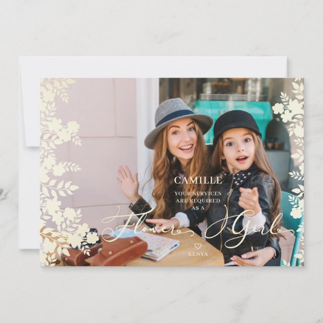 Carte Flower Girl Proposal Botanical Frame Photo (Devant)