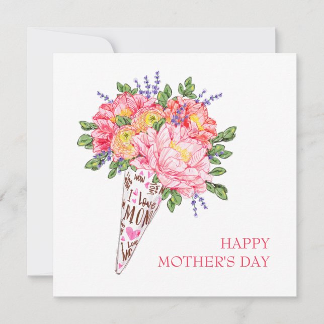 Carte Flower Mother's Day, Cartes de voeux, Cadeau (Devant)