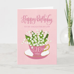 Carte Flower Teacup 26e anniversaire belle-fille