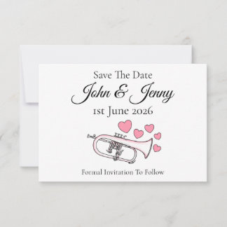 Carte Flugelhorn Musicien Mariage Enregistrer La Date