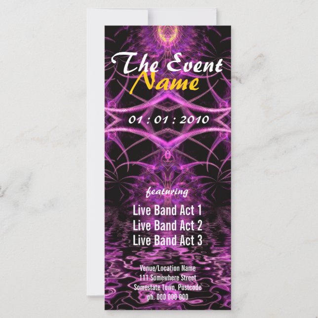 Carte Flyer Fuschia Fractal Imaginaire Party (Devant)