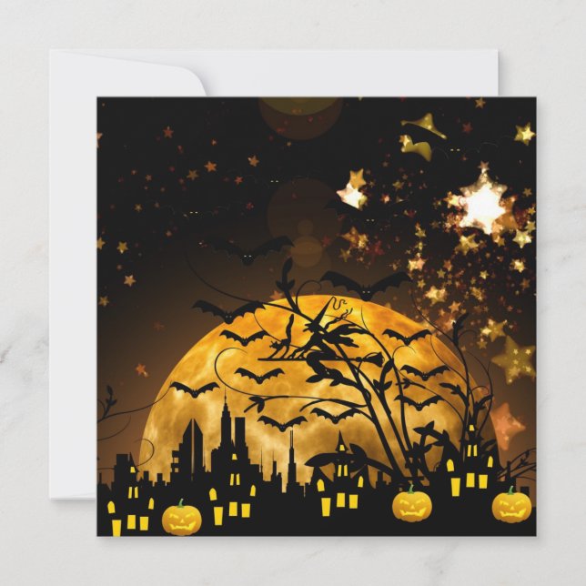 Carte Flying Witch Harvest Moon Bats Halloween Venin (Devant)