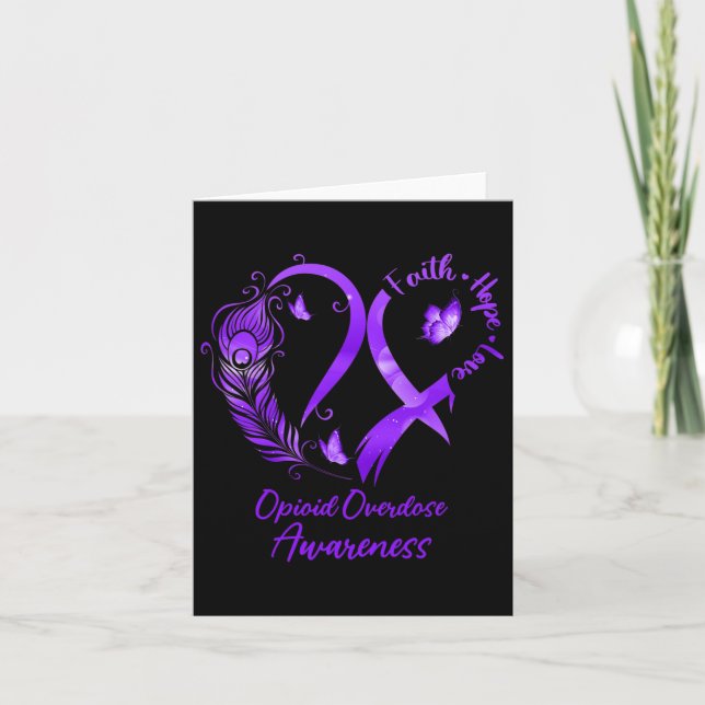 Carte Foi Coeur Hope Amour Opioïde overdose violet Ribbo (Devant)
