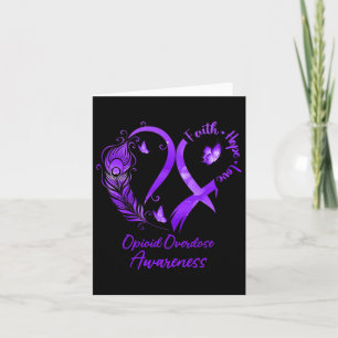 Carte Foi Coeur Hope Amour Opioïde overdose violet Ribbo