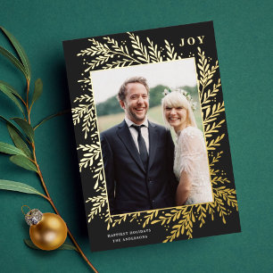 Carte Foil Black Gold Botanical Frame