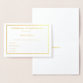 Carte Foil Certificat d'authenticité
