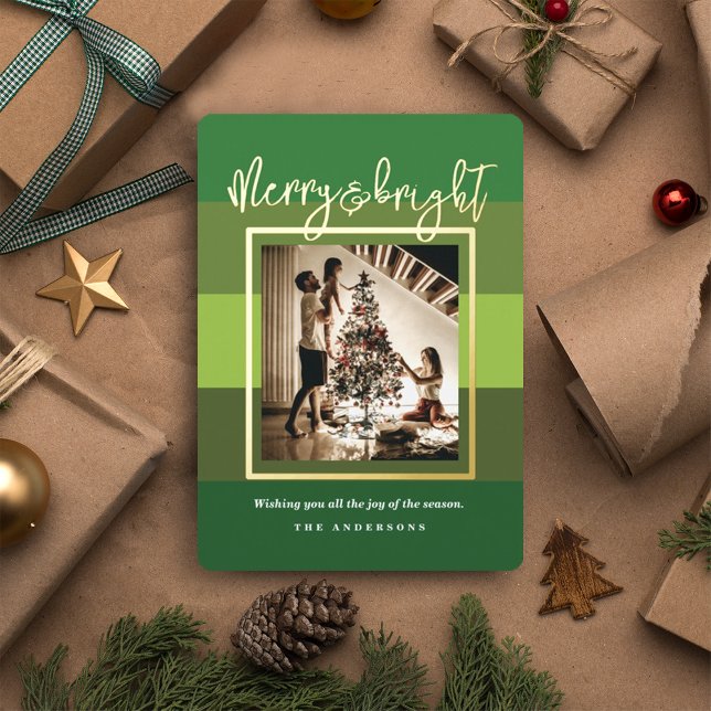 Carte Foil de Noël Cheval Green Stripes (Créateur téléchargé)