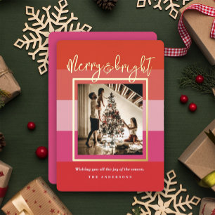 Carte Foil de Noël Cheval Rouge Stripes