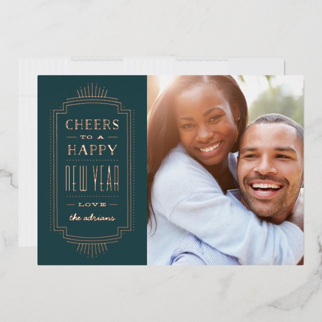 Carte Foil Deco pour le Nouvel An - Turquoise (Enveloppe)