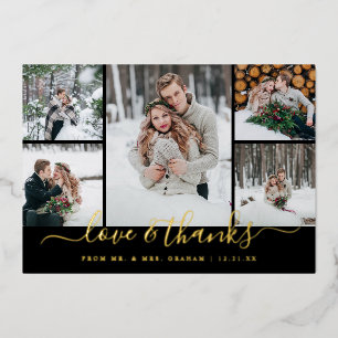 Carte Foil Love and Thanks Mariage Photo Collage