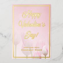 Carte Foil Pink Red et Gold Business Valentine