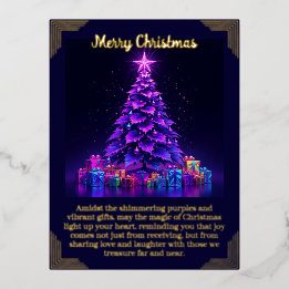 Carte Foil Purple Christmas Tree