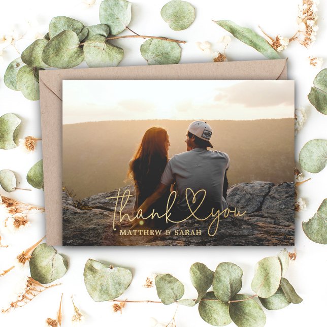 Carte Foil Réelle Mariage Coeur Merci (Créateur téléchargé)