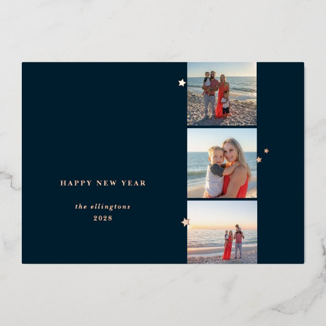 Carte Foil Star Triple Photo Holiday (Recto)