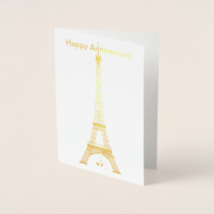 Carte Foil Tour Eiffel pour le joyeux anniversaire